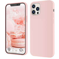 OEM iPhone 12 / 12 Pro szilikon tok, hátlaptok, telefon tok, matt, halvány rózsaszín