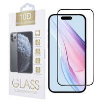 OEM iPhone 16 Pro / 17 / 17 Pro üvegfólia, tempered glass, előlapi, 10D, edzett, hajlított, fekete kerettel
