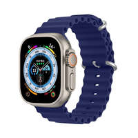 DUX DUCIS Apple Watch 4/5/6/7/8/9/SE/SE2 okosóra szilikon szíj, 38/40/41mm kompatibilis, sötétkék, DUX DUCIS Ocean Wave