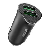 Hoco Szivartöltő fej, autós töltő, 2 USB port, gyorstöltő, quick charge, 1m 18W, karbon mintás, fekete, Hoco Z39