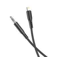 Hoco Audio kábel, aux kábel, iPhone 8pin, lightning - jack 3,5mm, szövet bevonat, fekete, 1m, Hoco UPA18