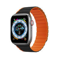 DUX DUCIS Apple Watch 4/5/6/7/8/9/SE/SE2/Ultra/Ultra2 okosóra szilikon szíj, 42/44/45/49mm kompatibilis, fekete-narancssárga, DUX DUCIS LD