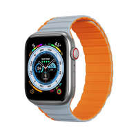 DUX DUCIS Apple Watch 4/5/6/7/8/9/SE/SE2/Ultra/Ultra2 okosóra szilikon szíj, 42/44/45/49mm kompatibilis, szürke-narancssárga, DUX DUCIS LD
