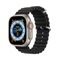 DUX DUCIS Apple Watch 4/5/6/7/8/9/SE/SE2 okosóra szilikon szíj, 38/40/41mm kompatibilis, fekete, DUX DUCIS Ocean Wave