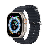 DUX DUCIS Apple Watch 4/5/6/7/8/9/SE/SE2 okosóra szilikon szíj, 42/44/45/49mm kompatibilis, sötétszürke, DUX DUCIS Ocean Wave