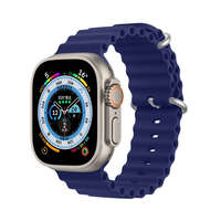 DUX DUCIS Apple Watch 4/5/6/7/8/9/SE/SE2 okosóra szilikon szíj, 42/44/45/49mm kompatibilis, sötétkék, DUX DUCIS Ocean Wave