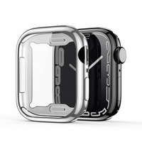 DUX DUCIS Apple Watch 7/8/9 45mm okosóra védő tok, szilikon tok, 360 fokos védelem, ezüst kerettel, DUX DUCIS Samo