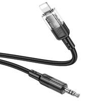 Hoco Audio kábel, aux kábel, iPhone 8pin, lightning - jack 3,5mm, szövet bevonat, fekete, 1.2m, Hoco UPA27