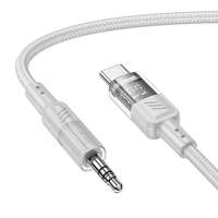 Hoco Audio kábel, aux kábel, Type-C - jack 3,5mm, szövet bevonat, szürke, 1.2m, Hoco UPA27