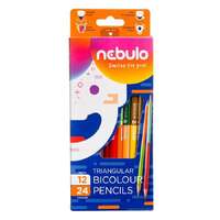 NEBULO Színes ceruza NEBULO kétvégű háromszögletű 12 db/készlet