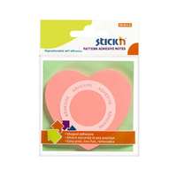 STICK N Öntapadó jegyzettömb STICK`N 70x70mm 360°-ban tapadó szív forma rózsaszín 50 lap