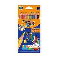 BIC Színes ceruza BIC Kids Evolution hatszögletű hajlékony csíkos környezetbarát 12 db/készlet
