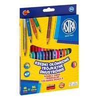 ASTRA Színes ceruza ASTRA háromszögletű duó kétvégű hegyezővel 18 darabos 36 színű
