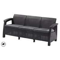 Allibert Corfu Love Seat Max Háromszemélyes Polyrattan Kerti Kanapé – Grafit