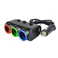 Olesson OLESSON 1523 120W univerzális autós Szivargyújtó 3 az 1-ben 2-magos 2-USB 3-foglalatos adapter - fekete