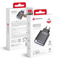 FORCELL F-ENERGY GaN III B245201(2C) Ultra Slim travel charger 2 x Type C + USB A PD QC4.0 3A 45W black