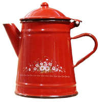 Zománcozott fedeles Retro piros kávéfőző 1 literes