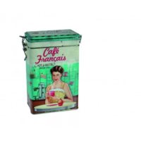 OOTB 101903 vintage fém kávé, kakaó, süteményes doboz zárható fedéllel, 19x12 cm, Daisy