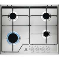 Electrolux Electrolux KGS6424SX beépíthető gáz főzőlap, inox, 2 matt fekete zománcozott tartórács