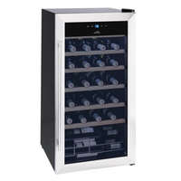 ETA Eta 952990010GN kompresszoros borhűtő, 28 palackos kapacitás, állítható hőmérséklet-tartomány: 5-18 °C, fekete színű rozsdamentes acél ezüst kerettel, 77L, 43x45x84 cm