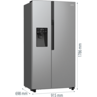 Gorenje Gorenje NRR9185ESXL No Frost Plus side by side hűtőszekrény,376/190L,inverter kompresszor,91.5x69.8x178.6cm,texturált szürke metál szín