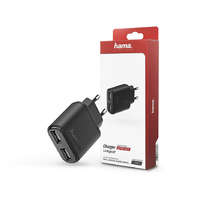 Hama HAMA hálózati töltő adapter 2x USB bemenettel - 12W - HAMA Ultra Fast Charger - fekete