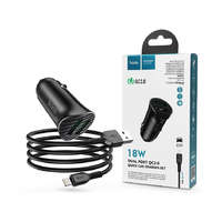 Hoco HOCO 2xUSB szivargyújtó töltő adapter + USB - Lightning kábel 1 m-es vezetékkel - HOCO Z39 Dual Port QC3.0 Quick Car Charger Set - 18W - fekete