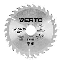VERTO VERTO körfűrészlap 160x30 2,2/1,4 Z30 61H120 (3 db szűkítőgyűrűvel 20, 25.4, 16-ra)