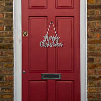 Family Karácsonyi dekoráció - "Merry Christmas" felirat - 20 x 12 cm - ezüst - 58541B