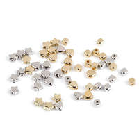 Műanyag gyöngy mini csillag, szívecske, kocka metalikus