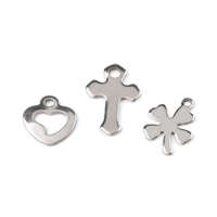 Medál rozsdamentes acélból szív, négyágú lóhere, kereszt