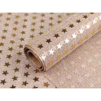 Karácsonyi juta vászon / zsákvászon utánzat, másolat 48 cm csillagok mintával