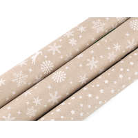 Csomagoló papír természetes, karácsonyi, rénszarvas, hópihek, csillago