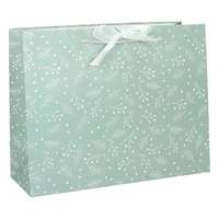 CREATIVE Dísztasak CREATIVE Deluxe Plus XL 45x33x10 cm fekvő fagyöngy matt világoszöld sodort füles masnival