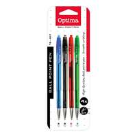 OPTIMA Golyóstoll készlet OPTIMA nyomógombos TB 401 0,7 mm vegyes színek 4 darabos