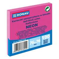 DONAU Öntapadós jegyzettömb DONAU 76x76 mm 100 lap neon rózsaszín