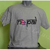  Nepál feliratos hímzett szürke póló 42-es méret