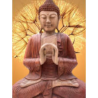  Gyönyörű Buddha szobor tömör fából faragva nagy méretű (60 cm)
