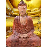  Gyönyörű Buddha szobor tömör fából faragva nagy méretű (40 cm)