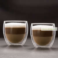  Duplafalú cappuccino üveg csésze, 250 ml - 2 db / szett