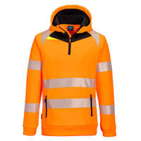 Portwest DX4 Hi-Vis 1/4 zippzáras kapucnis pulóver Orange/Black XL