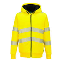 Portwest PW321 Hi-Vis cipzáras téli kapucnis pulcsi sárgá M