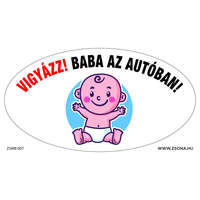 Zsona Dekor Vigyázz! Baba az autóban!-Fiú öntapadós matrica 120x65 mm ovál