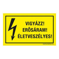 Zsona Dekor Vigyázz! Erősáram! Életveszélyes! Műanyag tábla 160x100 mm