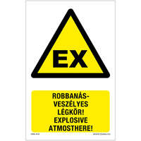 ZSONA Robbanásveszélyes légkör Öntapadós matrica 160x100 mm