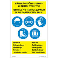 ZSONA Építési területen szükséges védőfelszerelés Öntapadós matrica 160x100 mm