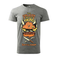 Zsona Dekor Póló Úgy grillezek mint egy viking mintával - Szürke XL méretben