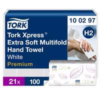Tork Tork Premium Xpress Multifod hajtogatott kéztörlő, extra soft H2 2 rétegű, fehér, 21x100lap SCA100297