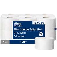 Tork Tork Advanced mini jumbo ipari WC papír T2 2 rétegű, fehér, 12x170m SCA120280