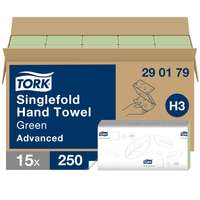 Tork Tork Advanced Singlefold Z hajtogatott kéztörlő H3 2 rétegű, zöld, 15x250lap SCA290179